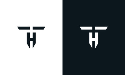Abstract line art letter TH logo. This logo icon incorporate with letter T and H in the creative way. - obrazy, fototapety, plakaty