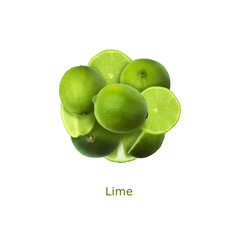 Creative layout made of limes on the white background. Food concept.