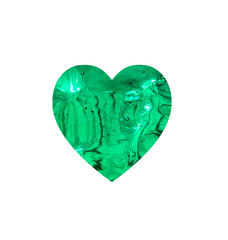 green glass crystal heart gemstone