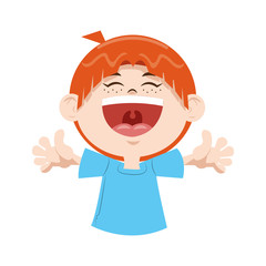cartoon happy boy laughing icon, colorful design