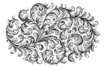 Vintage Baroque Victorian frame border flower pattern vector floral engraved scroll ornament leaf retro decorative design tattoo black and white filigree calligraphic heraldic shield swirl - obrazy, fototapety, plakaty