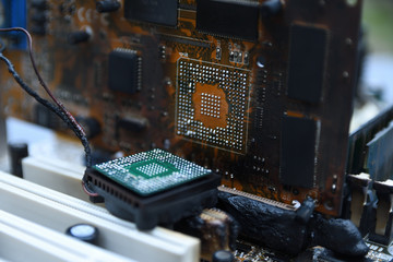 Desktop Computer Burned Damage CPU GPU video card, memory, chip , cooler