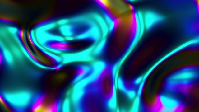 Abstract holographic gradient rainbow animation. 4K motion graphic. Trendy vibrant texture, fashion textile, neon colour, ambient graphic design, screen saver. Seameless loop 3d render