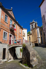 The beautiful streets of Sintra in a sunny early spring day