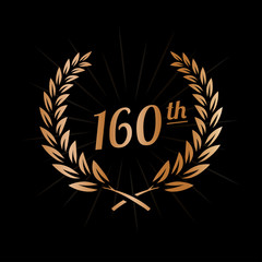 160 years anniversary design template. One hundred sixtieth anniversary celebration logo. Vector and illustration.
