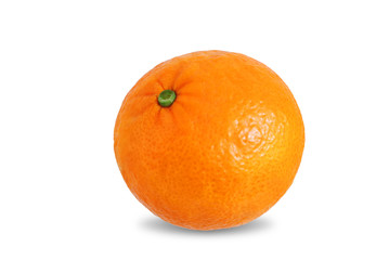 Tangerine fruit with slices, peel and leaves on a white isolated background