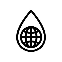 Water earth icon vector. A thin line sign. Isolated contour symbol illustration