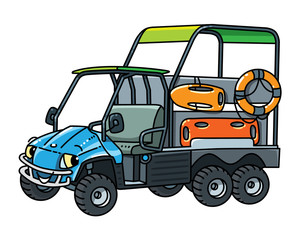 Funny resque vehicle with eyes. Cute car