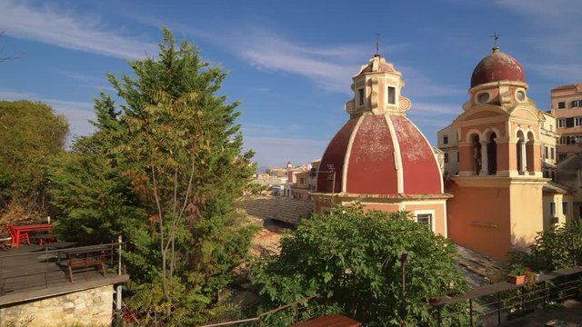 Dome of Tenedos Catholic Church in Corfu Town on Corfu Island, Greece