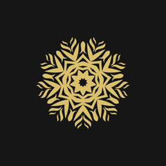 Abstract traditional mandala art design vector illustration. Vector hand drawn golden mandala motif design. Ornamental floral mandala art design element.