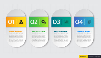 Infographics design template, Business concept with 4 steps or options, can be used for workflow layout, diagram, annual report, web design. Creative banner, label vector.
