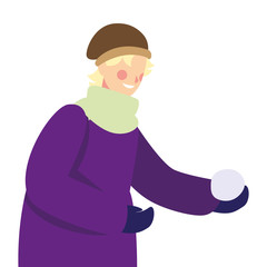 man with winter clothes on white background