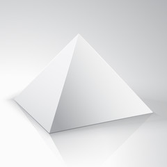 White 3d pyramid on white background - Vector. White pyramid package for new design. pyramid isolated on a white background. Geometric figures. The bodies of plaster. Solid.