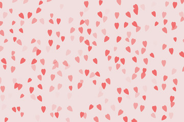 Abstract Red Hearts On Pink Background.