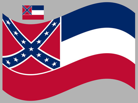 Vector flag of the United States of America State Mississippi