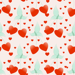 cherries and harts in a seamless pattern design
