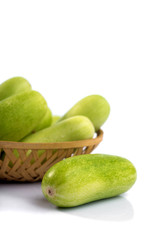Fresh cucumbers isolated on white background