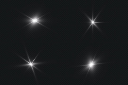 A white, blazing light explodes. A new illustration for cool decor with radiant sparkles. A bright star. Transparent glitter gradient, a bright flash. Glare texture.