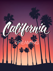 Southern California hand lettered print for apparel t shirt and other uses, southern beach typographic art