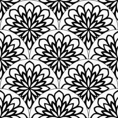 Abstract mandala fish scale seamless pattern. Ornamental tile, mosaic background. Floral patchwork infinity card. Arabic, Indian, ottoman motifs. Vector illustration.  © _aine_