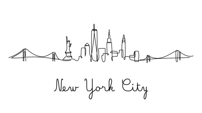 One line style New York City skyline. Simple modern minimaistic style vector.