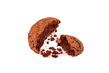chocolate chip cookies on white background