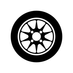 Fototapeta premium Car wheel icon. Vector image isoded on a white background.