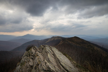 Dramatic landscape in Bieszczady National Park. Autumn in the mountains. stormy weather in the mountains © uranos1980