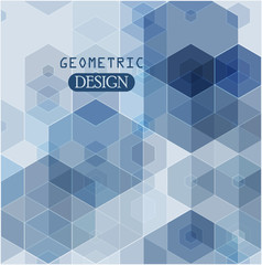 Vector Abstract geometric background. Blue hexagon shape