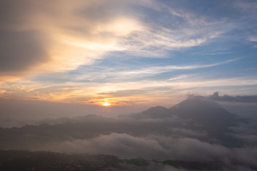 Fototapeta na wymiar Sunrise view from Mount Batur, Bali, Indonesia 