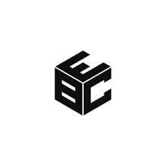 EBC triple cubic alphabet letter vector geometric font icon & Logo for your design.