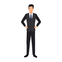 avatar businessman standing icon, colorful design