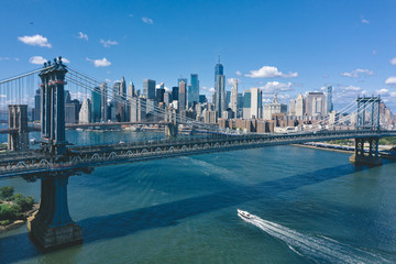 Fototapeta na wymiar Aerial view of Downtown Manhattan and Manhattan Bridge