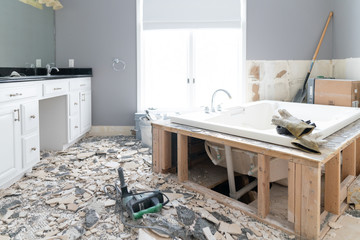 Bathroom interior under construction