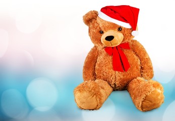 Brown bear toys collection on blur background