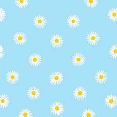 white painted daisies on a blue spring background