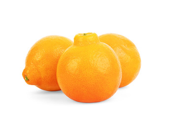 Fresh peeled mandarin orange isolated on white background with clipping path