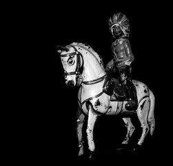 Fototapeta na wymiar knight on horse old toy retro