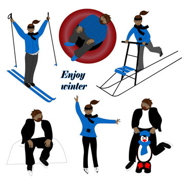 People are engaged in winter sports. 