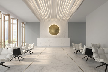 Interior of hotel and spa reception 3D illustration