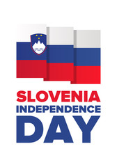 Fototapeta premium Independence Day in Slovenia. National happy holiday, celebrated annual in December 26. Slovenia flag. Patriotic elements. Poster, card, banner and background. Vector illustration