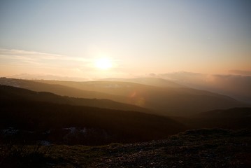 Bergwelt Aserbaidschan Sonnenuntergang