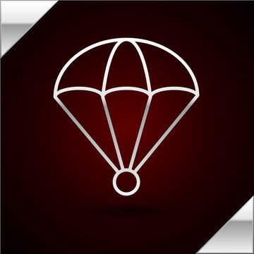 recommend clip art: Silver line Parachute icon isolated on dark red background. Vector Illustration