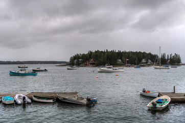 Boats Moored Around Island