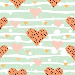 Cute Hearts Background. Seamless Pattern with hearts