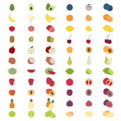 Fruit cartoon icon set. Vector.