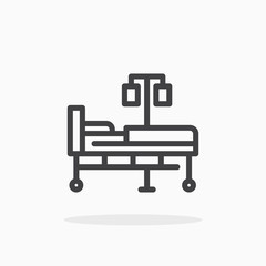 Obraz premium Hospital bed icon in line style. Editable stroke.