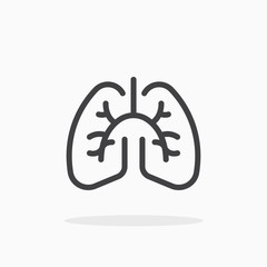 Lungs icon in line style. Editable stroke.