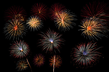 Fototapeta premium abstract fireworks on black background for event or Happy New Year celebration