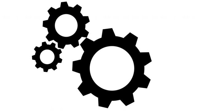 Gear animation with 3 rotating gears of different sizes